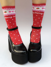 Zapatos de lolita de PU de puntera redonda Color liso negros estilo street wear 