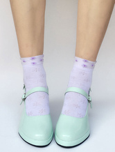 Lolita sapatos para street wear 2.6" com laço dedo do pé redondo PU de espelhado PU Verde Menta 