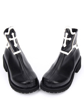 Zapatos de lolita de de puntera redonda de dos tonos negros estilo street wear 