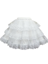Sweet White Lace Lolita Skirt Layers Flower Print