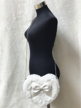 Sweet Lolita Bags White Faux Fur Heart Shape Lolita Shoulder Bags