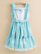 Süßes Lolita Kleid Satingewebe mit viereckigem Ausschnitt und Rüschen im süßen und hübschen Style 