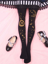 Lolita Bas doux noir Moon et Starlet Velvet Tight High 2024 Lolita Chaussettes Déguisements Halloween
