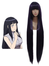 Halloween Naruto Hyuuga Hinata Cosplay peluca 100cm fibra resistente al calor