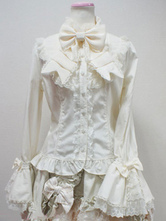 Sweet Lolita Blouse Ivoire Stand col chemise manches longues Lolita Déguisements Halloween
