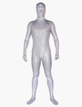 Morph Suit Silver Fish Pattern Zentai Suit Full Body Shiny Metallic Bodysuit