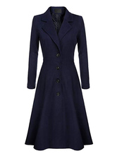 Casaco feminino swing 1950S manga comprida gola aberta ajuste flare casaco de inverno