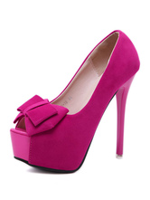 Tacones altos para mujer Plataforma Peep Toe Arco Tacón de aguja Deslizamiento en bombas Zapatos rojos rosa sexy