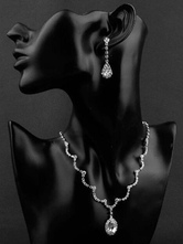 Conjunto de joyas de plata Pendientes de boda Collar ondulado Accesorios de novia