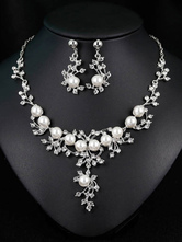 Conjunto de collar de pendientes Conjunto de joyería nupcial de perlas de boda
