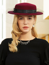 Chapéu de véu de lã Vintage mulheres Royal Headpieces Retro acessórios de cabelo Halloween