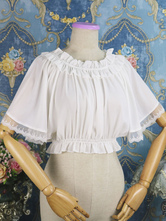 Top Lolita bianco in chiffon pieghettato con pieghe in pizzo e camicetta classica Lolita