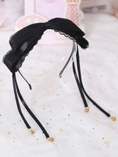Lolita Sweet Hair Clasp Bow Lace Bell Accessoire de cheveux Lolita noir Déguisements Halloween