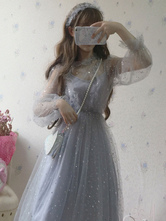 Vestido de Lolita OP dulce con lentejuelas con volantes de tul Lolita Vestido de una pieza 2024