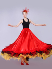 Jupe De Danse 2024 En Couches De Flamenco Rouge Long Costume De Danse Déguisements Halloween