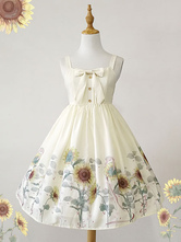 Vestito classico Lolita JSK Gonna con stampa di girasole e fiocco bianco