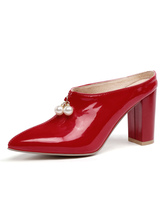 red pointed mules