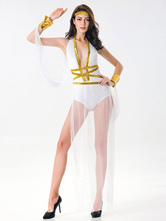 Faschingskostüm Weißes griechisches Göttin-Kostüm-Karneval Kostüm-Frauen-reizvolles Overall-Outfit Karneval Kostüm