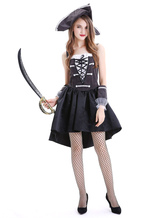 Pirate Costume Halloween Women Girls Black Dresses Outfit