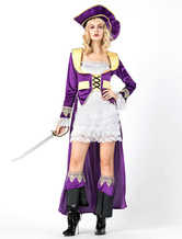 Costume De Pirate Cosplay Déguisements Halloween Femme Robe Mauve