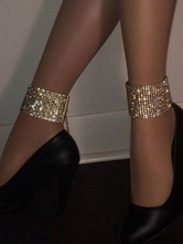 Mulheres Ankle Chain Gold Rhinestones Sapatos Acessórios