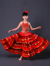 Kids Belly Dance Costumes Flamenco Dress Paso Doble Costumes Spanish Skirt for Girls Carnival
