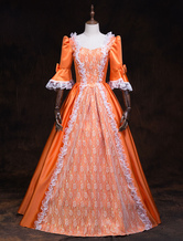 Carnevale Abito vittoriano Royal Retro Orange Baroque Masquerade Ball Gowns Ruffles Vintage Costume Halloween