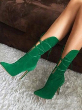 High Heel Boots Women Pointed Toe Lace Up Booties