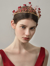 Tiara roja corona de la boda tocados nupciales accesorios para el cabello