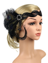 Disfraz Carnaval Tocados de aleta de plumas 1920 Gran diadema Gatsby Mujeres Accesorios para el cabello retro Halloween