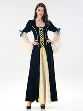 中世 ドレス 女性用 プリンセス 貴族ドレス ダークネイビー 長袖 ロイヤル マルディグラ レトロ ヨーロッパ 宮廷風 中世 ドレス・貴族ドレス