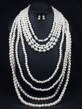 Women Retro Necklace Flapper 1920s Great Gatsby Pearl Layered Necklace Halloween