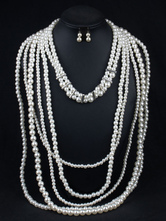 Disfraz Carnaval Collar retro para mujer en capas de perlas de los años 20 joyas de aleta Halloween Carnaval