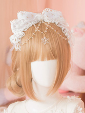 Accessori per capelli Lolita con fiocco bianco a catena con fiocco dolce KC