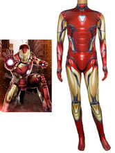 Red Superhero Costume Iron Man Avengers 4 3D Print Leotard Jumpsuit Halloween