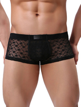 Male Sexy Panties Boy Shorts Jacquard Black Men Lingerie