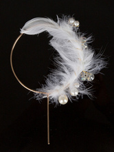 Accessoire De Fête Des Années 1920 Avec Décoration Faux Perle Et Plume Blanc Déguisement Halloween Carnaval