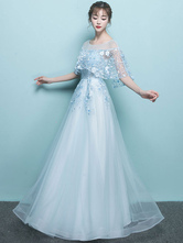Robe de bal 2024 une ligne bijou cou sans manches clouté dentelle fleur robes de soirée formelles robe d'invité de mariage