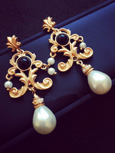 Disfraz Halloween Flapper Dress Accessories 1920s Great Gatsby Earring White Pearls Flapper Dangle Earring Carnaval Halloween