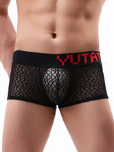 Men's Sexy Panties Boxer Polyester Black Semi-Sheer Men's Lingerie