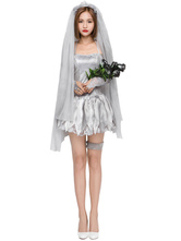 Costume Holloween Costumi di Halloween per donna Corpse Bride Lace Cavigliere Velo Costumi di vacanze di Costume Halloween