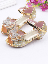 Flower Girl Shoes Rhinestones Butterfly Mary Jane Low Heel Sandals