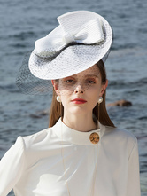 Chapéu vintage feminino atado acessórios de cabelo branco Vintage