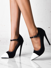 Women's Black High Heels Pointed Toe Stiletto Heel Mary Jane Pumps