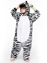 Costume Holloween Zebra Kigurumi Pigiama Tutina per bambini Flanella Facile da toilette Halloween