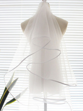 Свадебная фата двухуровневая окантовка из эластичного тканого атласа