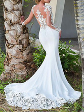 Brautkleider Jewel Neck Long Sleeves Lace Mermaid Brautkleider mit Kleid