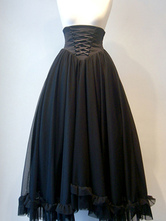 Faldas negras de lolita con cordones de Lolita SK góticas
