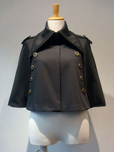 Mezcla Gothic Lolita Negro Poncho de algodón Lolita ropa exterior Grommets