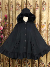 Poncho Sweet Lolita Blanc Passepoil Synthétique Hiver Lolita Outwears